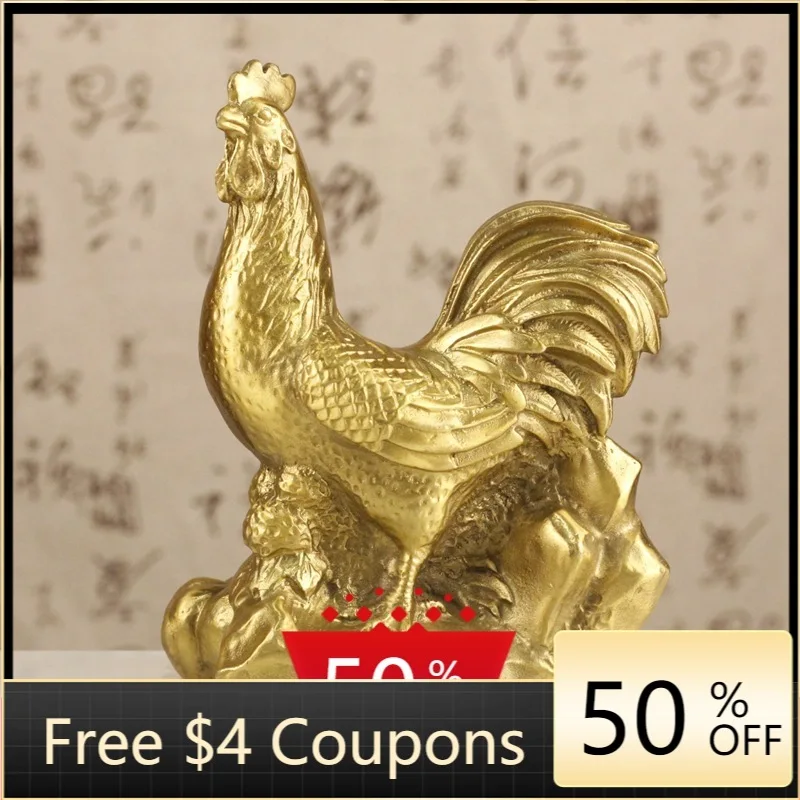 

Copper Chinese Zodiac of Rooster Decoration Cock Copper Chicken GOLDEN ROOSTER Shoe-Shaped Gold Ingot Chicken Home Crafts