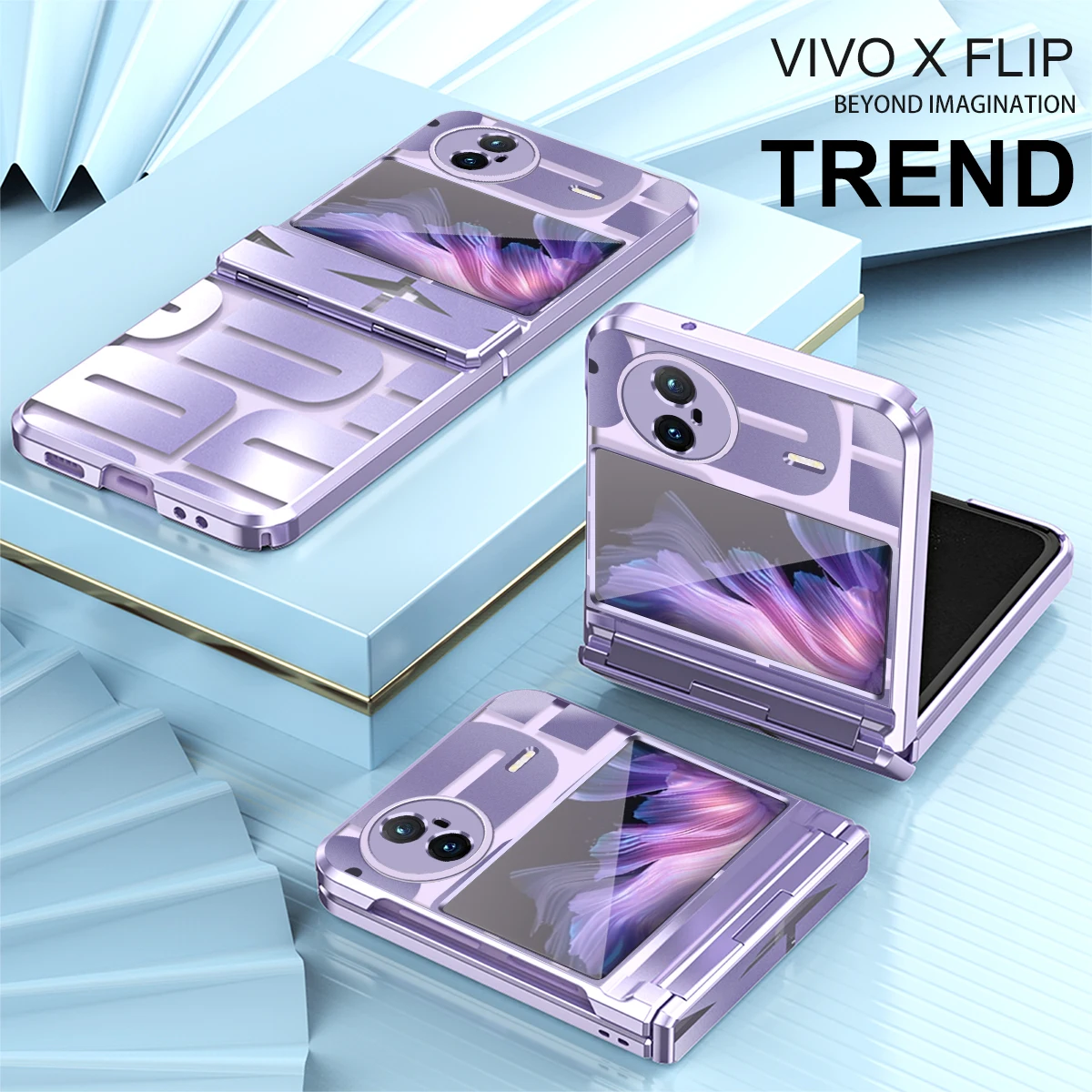 Letter Case For VIVO X Flip Luxury Plating Transparent X Flip Case Shockproof And Anti-fall Equipped With Glass Front Film
