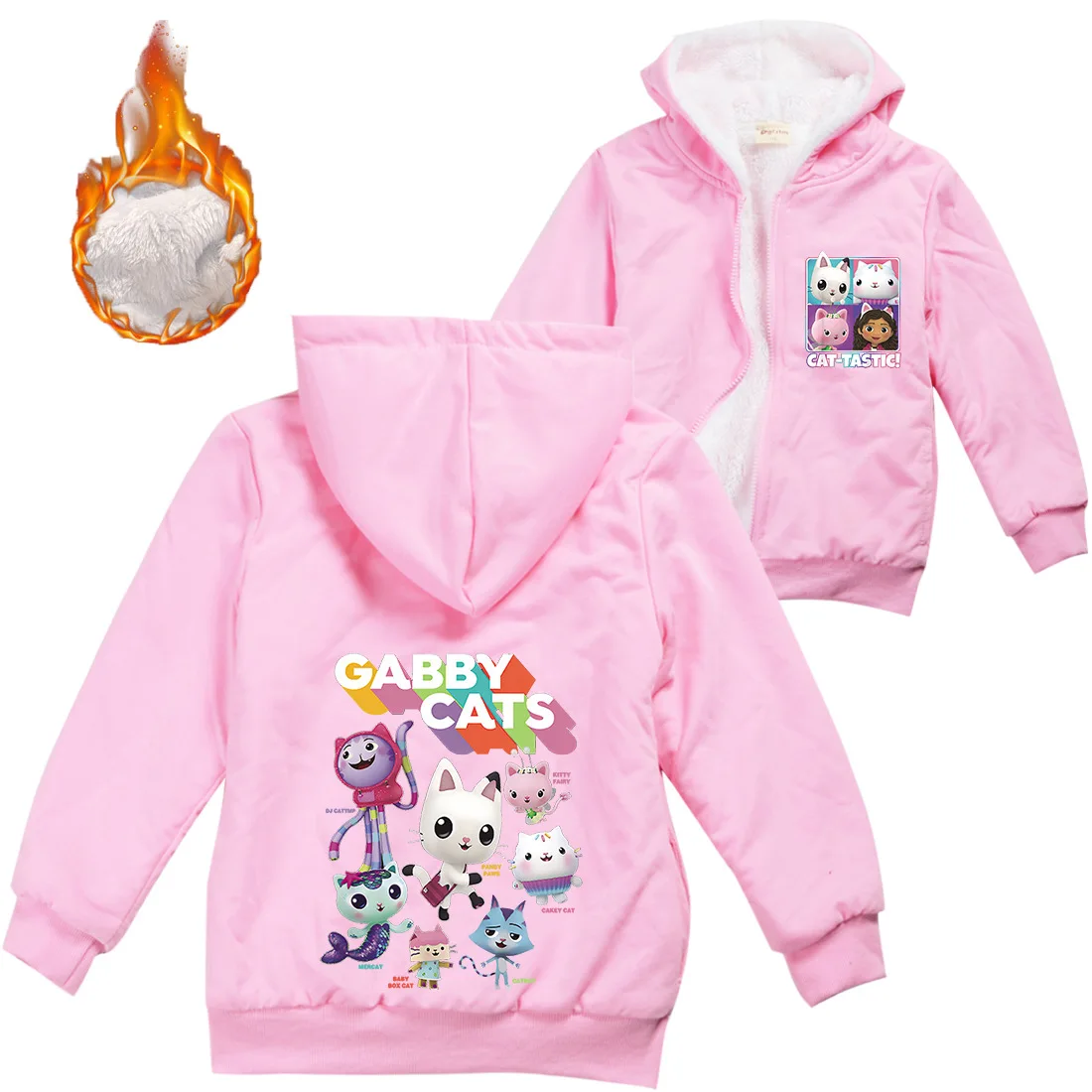 

2022 Winter Gabbys Dollhouse Jacket Baby Boy Hoodie Children's Clothing Girls Hooded Fleece Warm Jackets Kids Zipper Windbreaker