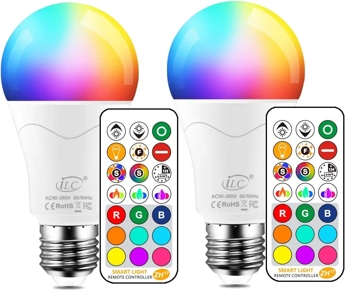 

LED Light Bulb 85W Equivalent, Color Changing Light Bulbs with Remote Control RGB 6 Modes, Timing, Sync, Dimmable E26 Screw Base