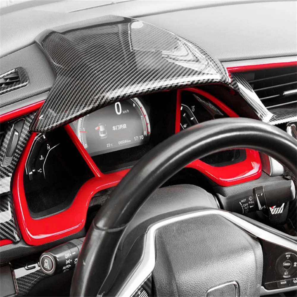 Накладка на приборную панель автомобиля из углеродного волокна рамка для Civic 10-го