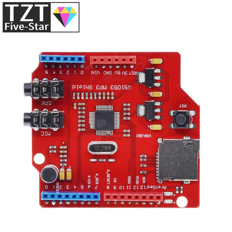 Стерео аудио mp3-плеер TZT VS1053 VS1053B щит для декодирования записей макетная плата