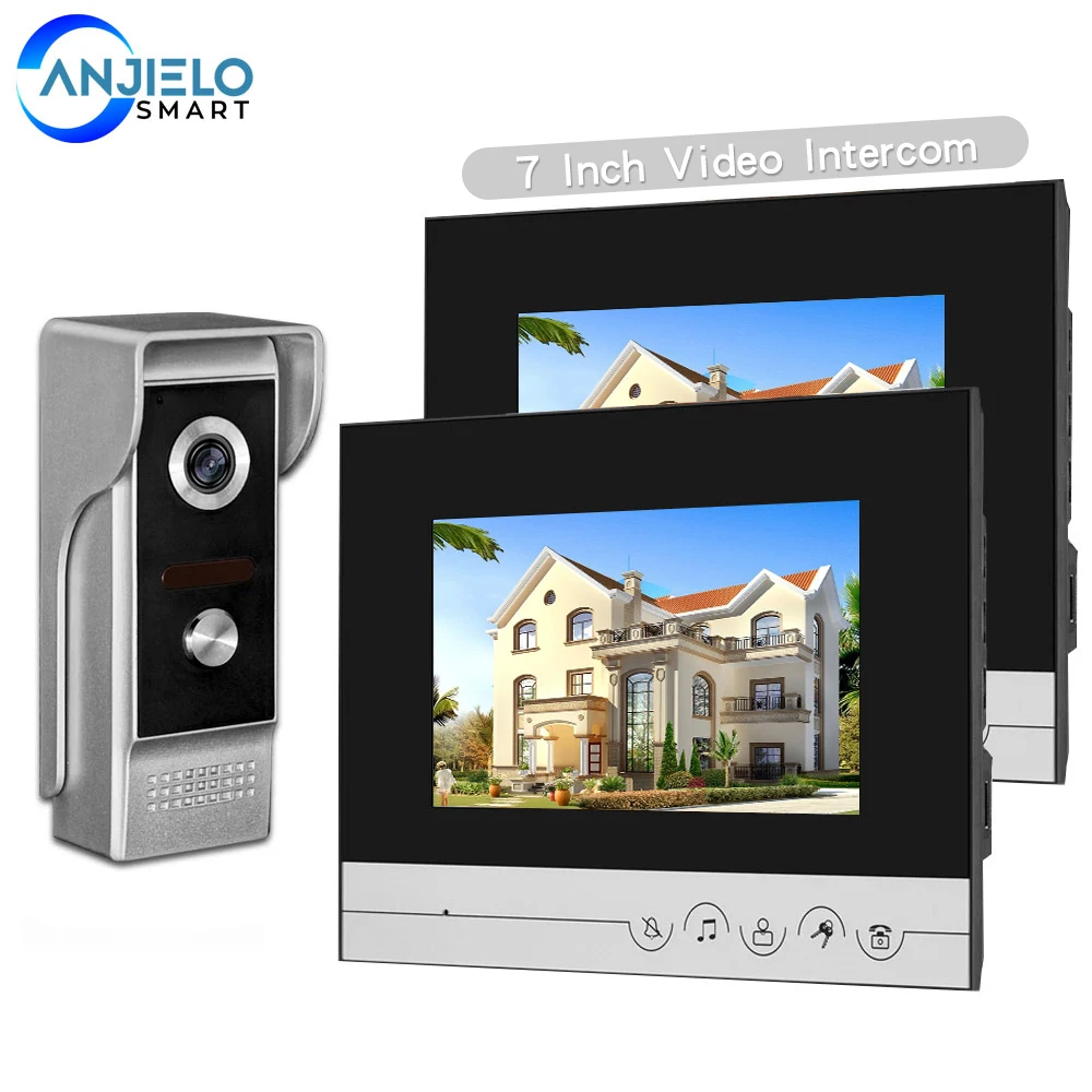 7'' TFT Monitors Video Door Phone Intercom Visual Doorbell with Camera Rainproof IR Video Camera 100 Meters for Home Security