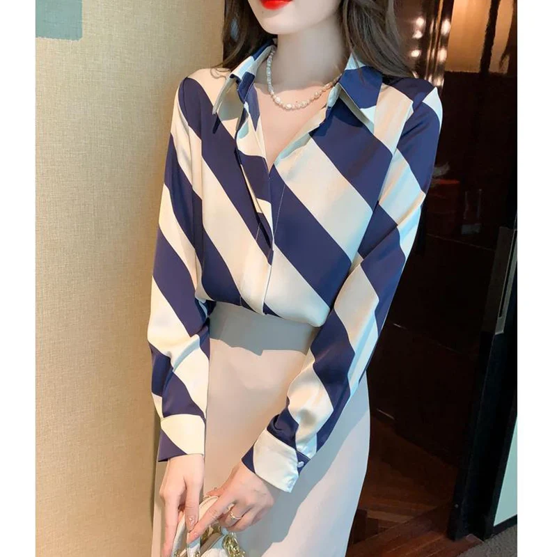 

Korean Fashion Bottomed Chiffon Shirt Women Clothing Long Sleeve Tops Female Button Up Shirts Office Ladies Elegant Blouse