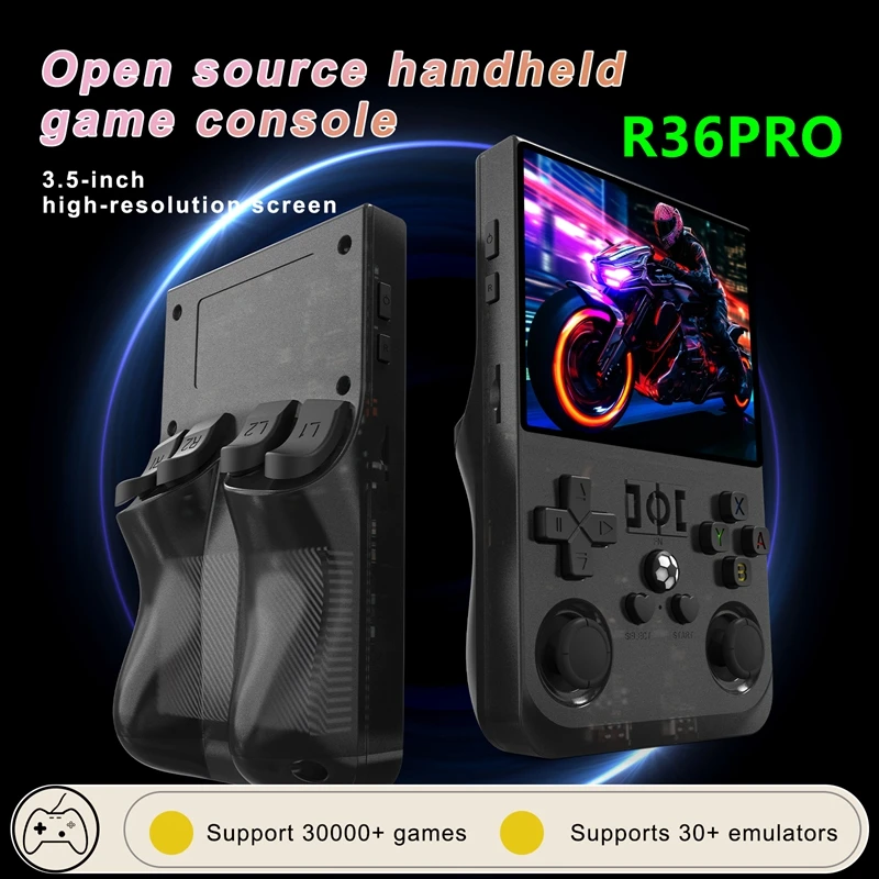 Портативная игровая консоль R36PRO с двумя 3D-дизайнами Jovstick Linux System 3 5-дюймовый IPS