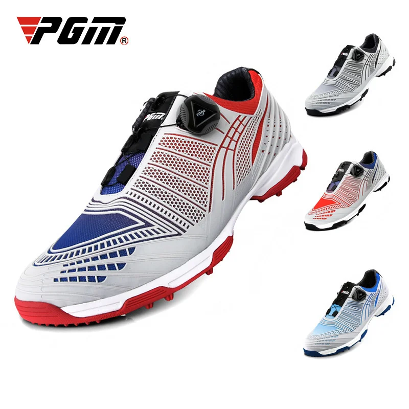 PGM Patent Products Men's Golf Shoes Button Quick Lacing Shoes Outdoor Sports Waterproof Sneakers Gradient Color Autumn Winter