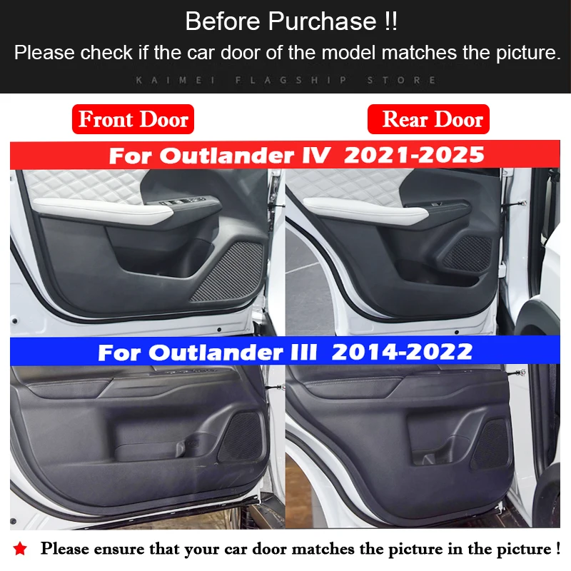 Фото Для Mitsubishi Outlander 2014-2024 2025, внутренняя дверь автомобиля, противоударная накладка, наклейка, бардачок, защита от грязи, аксессуары №2