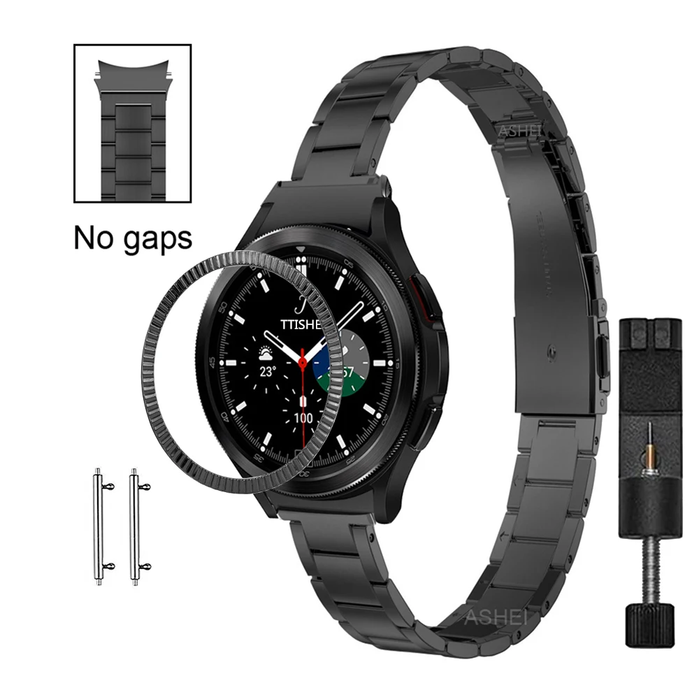 

2pcs Bezel Ring Slim No Gap Wristband for Samsung Galaxy Watch4 Classic 42mm 46mm Bands Metal Bracelet+Protection Cover