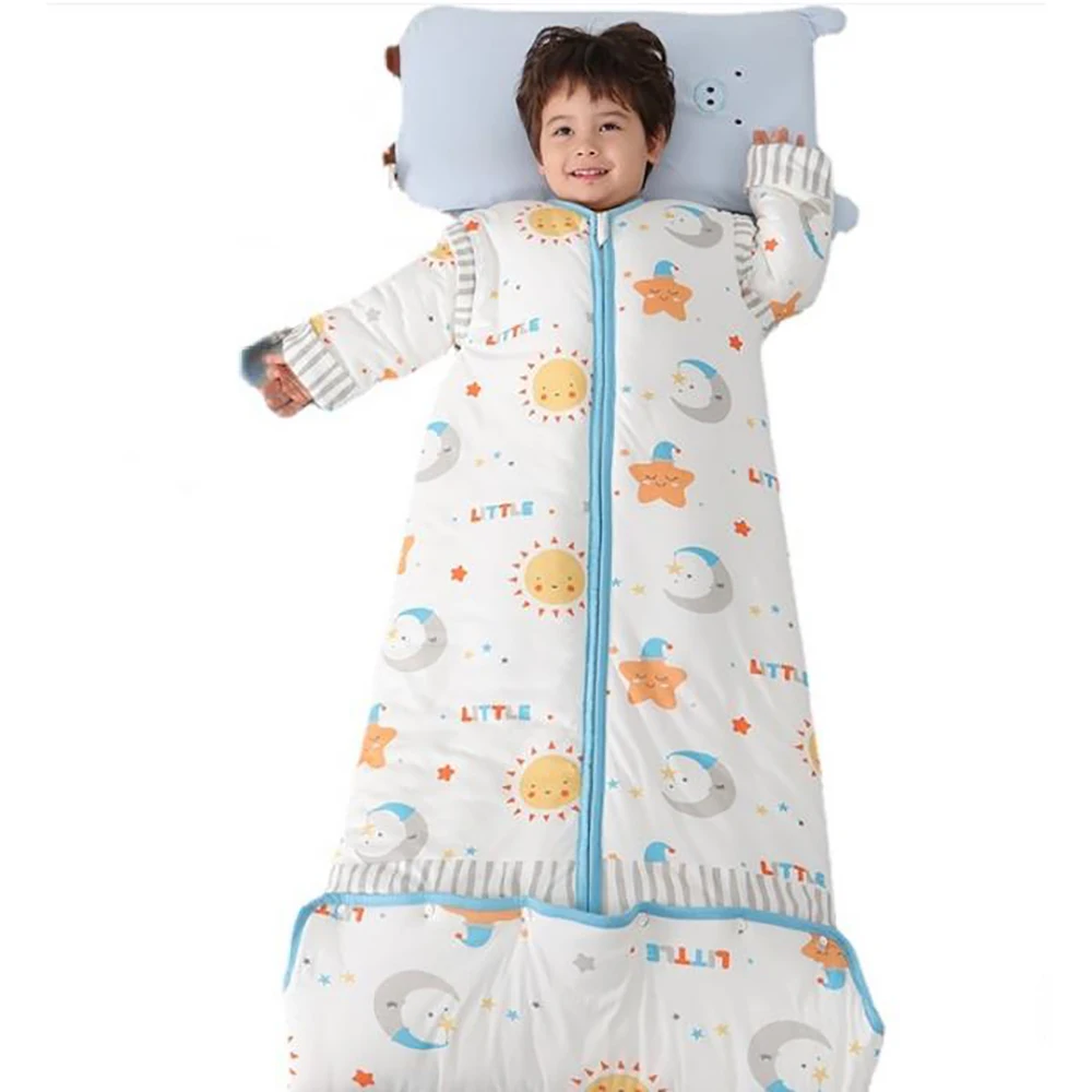 Baby Organic Develop Sleeping Bag Detachable Sleeve Quiled Blanket Warm Toddler Sleepsack Bedding Anti-kick Quilt 0-12 Years Old