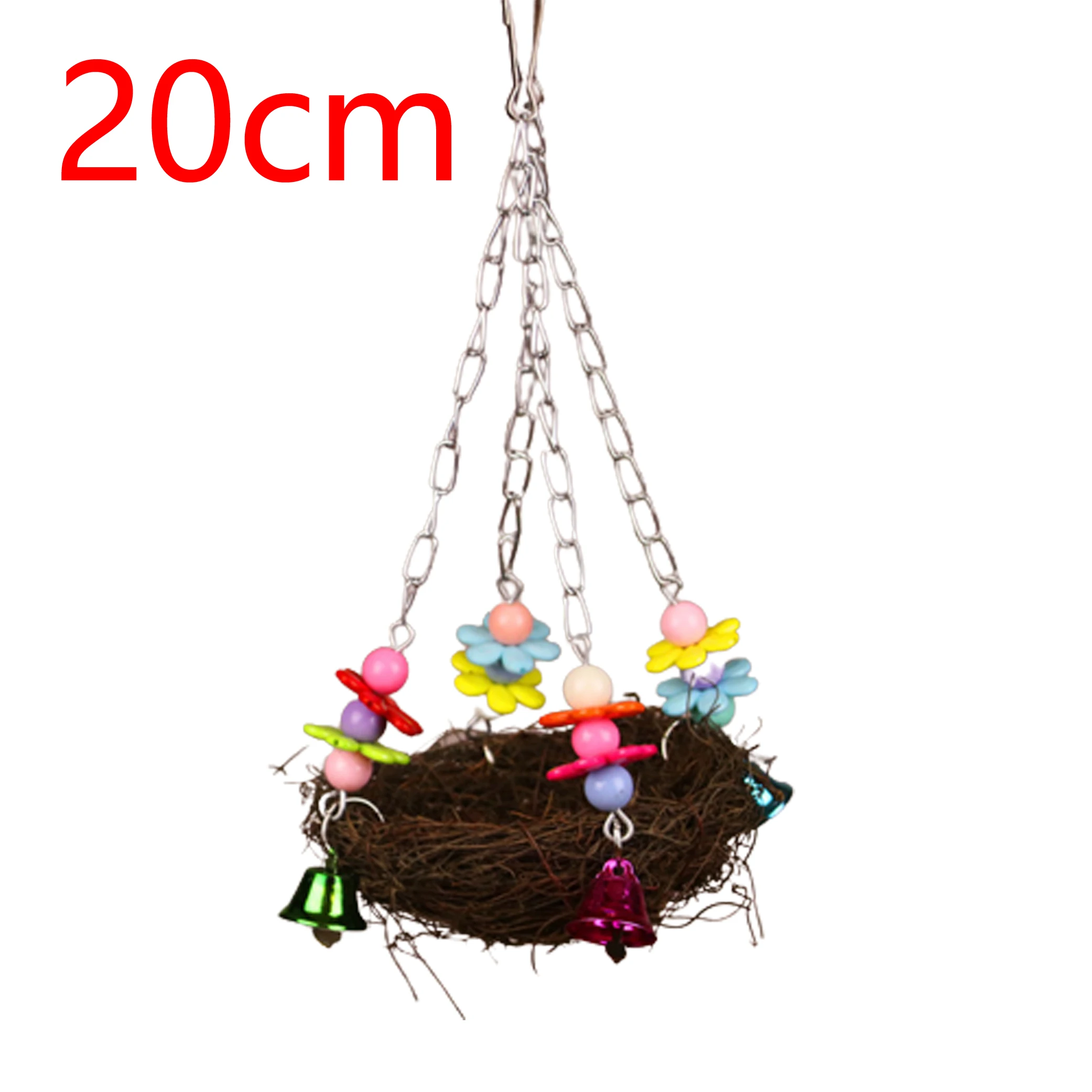 

Parrot Bird Toys Rattan Bird Nest Hanging Basket with Bell Gnawing Swing Stand Bird Cage Accessories Hanging Basket Nest Dia20cm