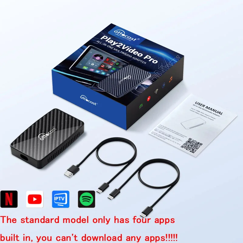 

Ottocast P3 AI Box Беспроводной адаптер CarPlay Android Auto HDMI Мультимедийный видеоконвертер TV Stick Game Box для проводной Carplay Car