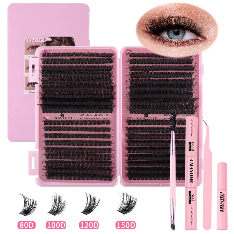 Набор для наращивания ресниц DIY кластеры Смешанный набор отдельных с клейкой и