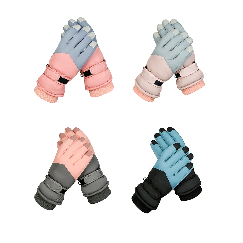 

1 Pair Skiing Glove Windproof Waterproof Gloves Warming Touchscreen Anti-skid Mittens Warm-keeping Sports Pink Blue