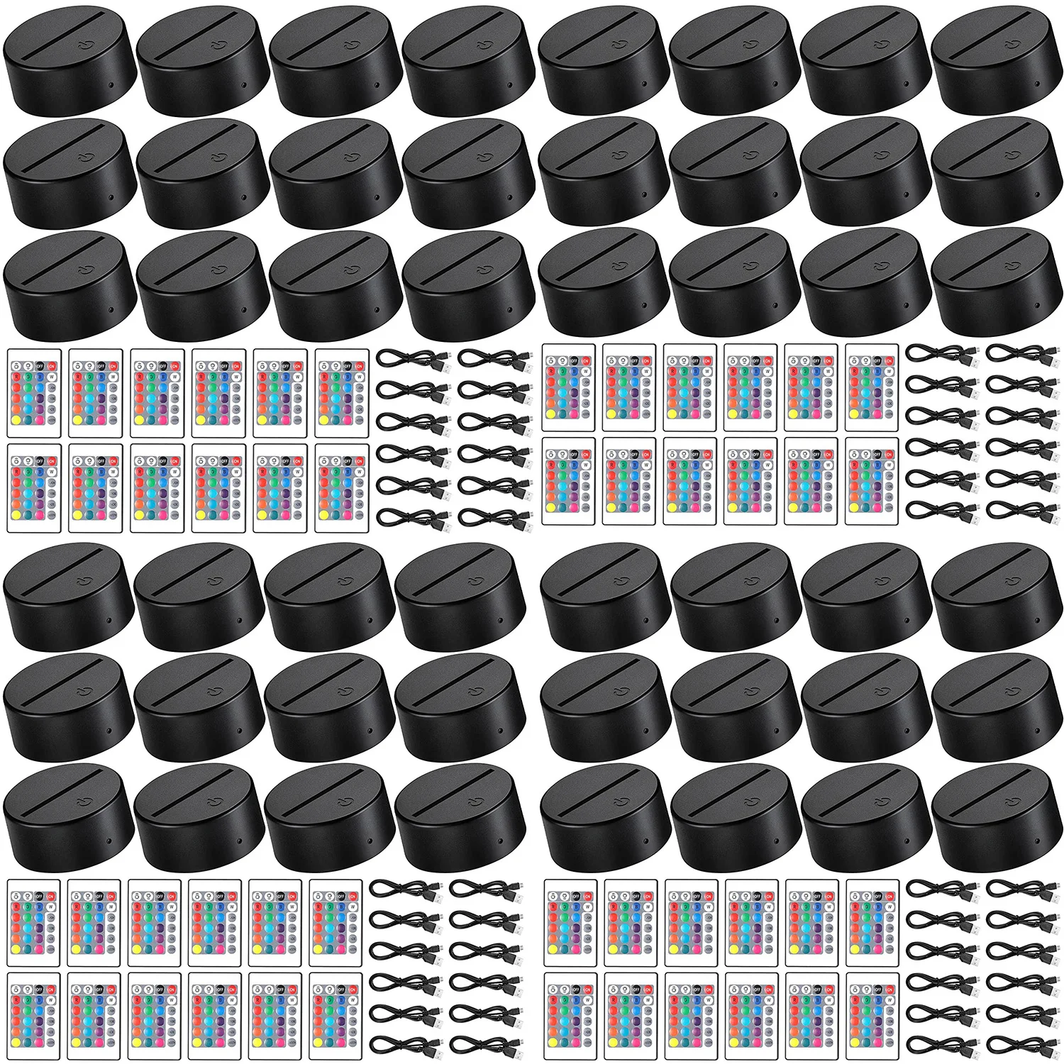 

48 Pcs 3D LED Light Base 16 Colors Night Lamp Base Acrylic Light Base with Remote Control USB Cable Light Show Stand Wholesale