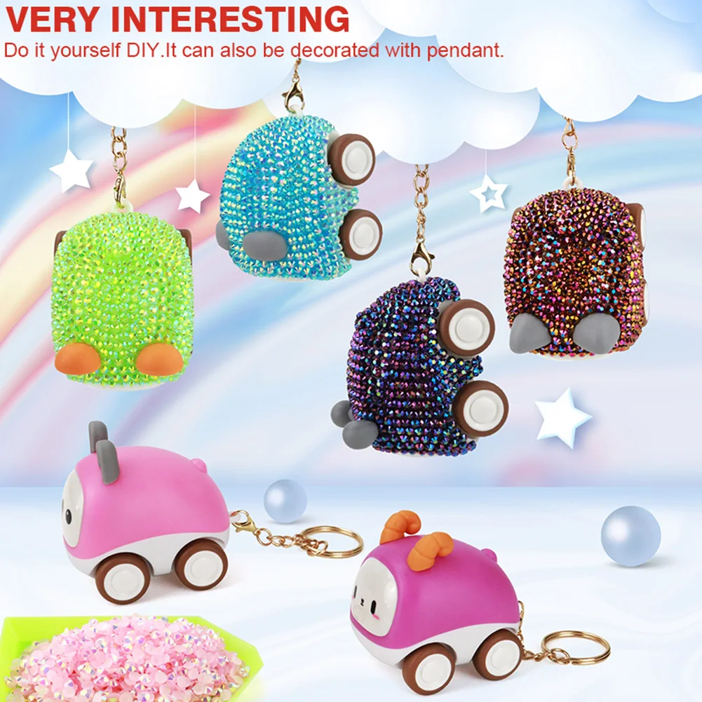 

Car Shape Key Chains 5D DIY Diamond Painting Luminous Mosaic Rhinestone Keyring Bag Pendant Keychain Children Toys Gift