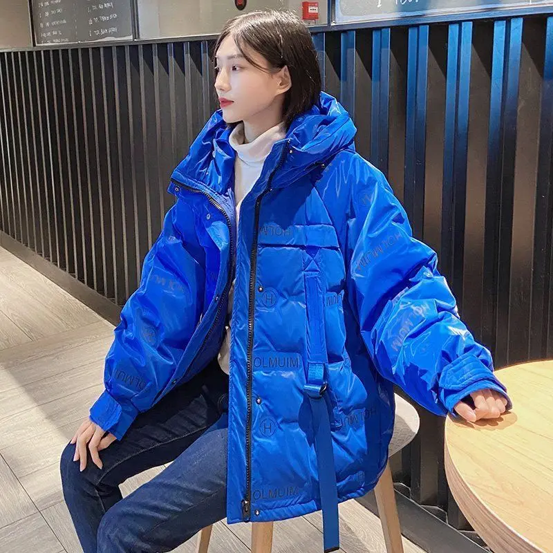 New Winter Women's Cold Super Hot Coats Parkas Down Cotton Jacket Hoodie Bright Top Korean Fashion Snowcoat Loose