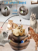 3d magic organ cat scratch board toy with bell grinding cat claw pats climbing frame round corrugated cats litter pet products