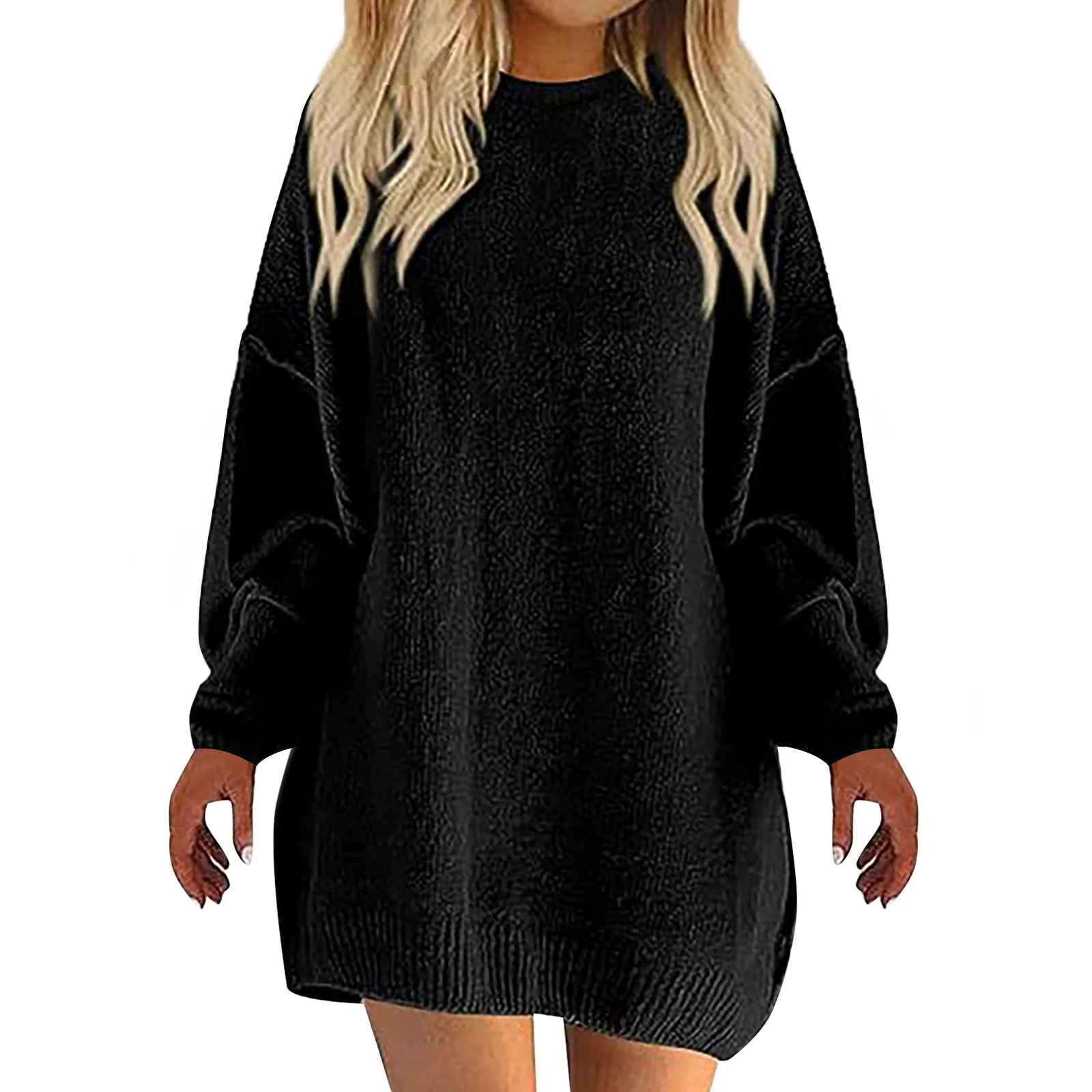 

Women's Sweater Solid Color Crew Neck Fashion Rib Knit Pullover Loose Sweater Contrast Half Zip Letter Striped Hoodie