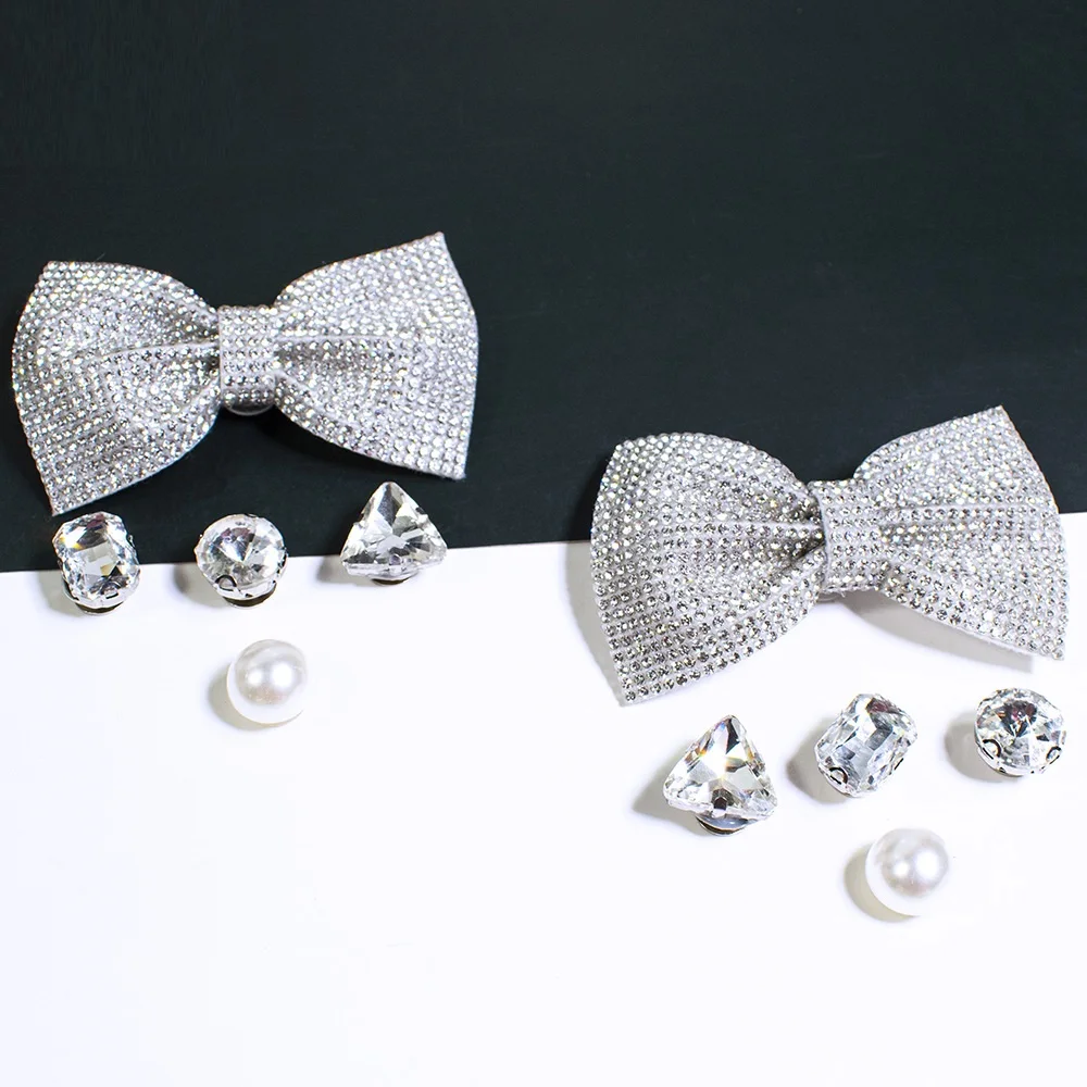 DIY Girls Shoe Decoration Buckle Charms Accessorie snowflake bowknot Crystal diamondCombination for croc Kid Party Gift