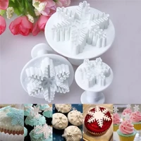 3pcs snowflake plunger mold cake decorating tool biscuit cookie cupcake mould kitchen accessories fondant cutting pastry cutter