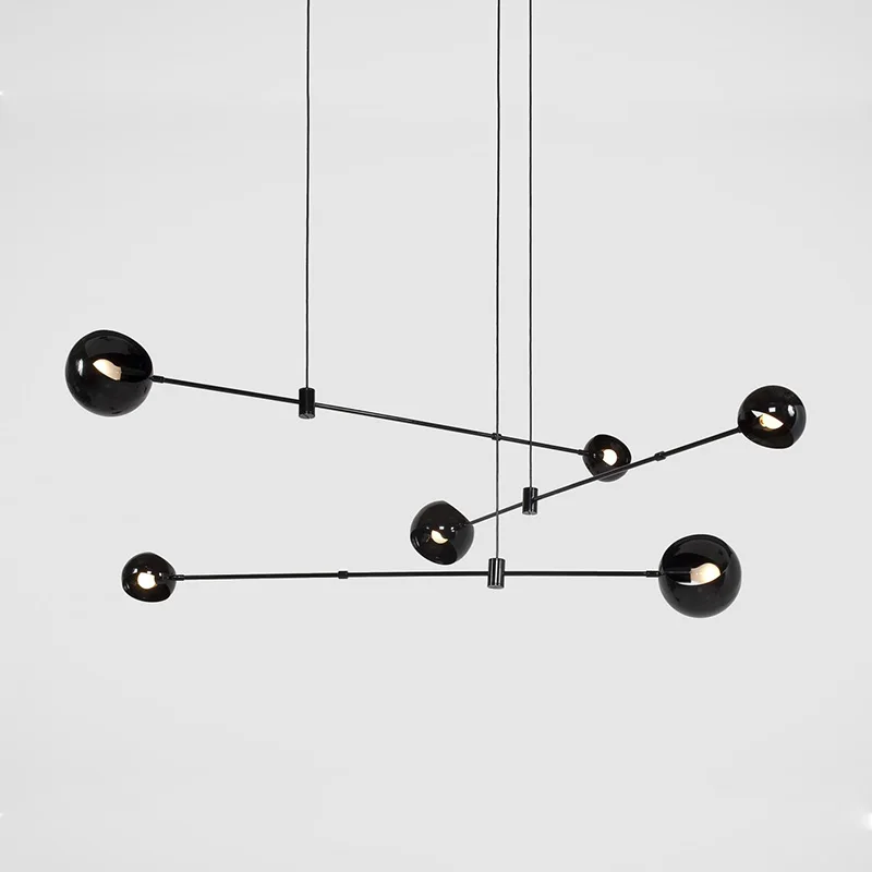 

Nordic creative chandelier geometric lines ceiling rod chandelier dining room bedroom living room home lighting