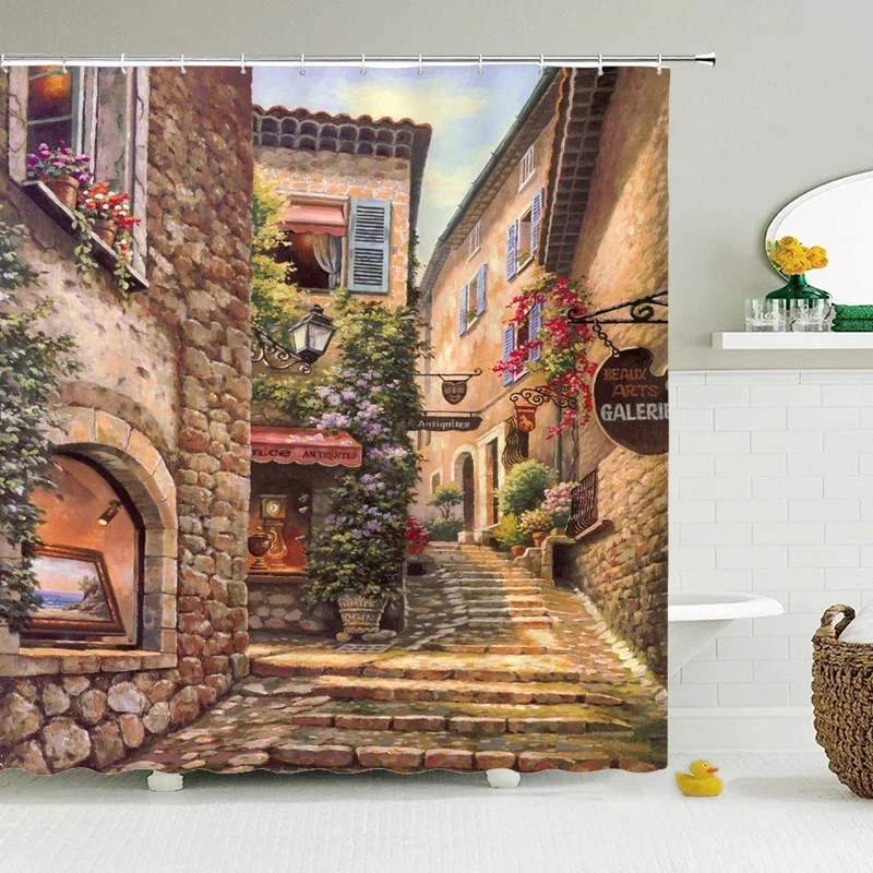 Шторы для душа с садовыми цветами водонепроницаемые моющиеся тканевые занавески