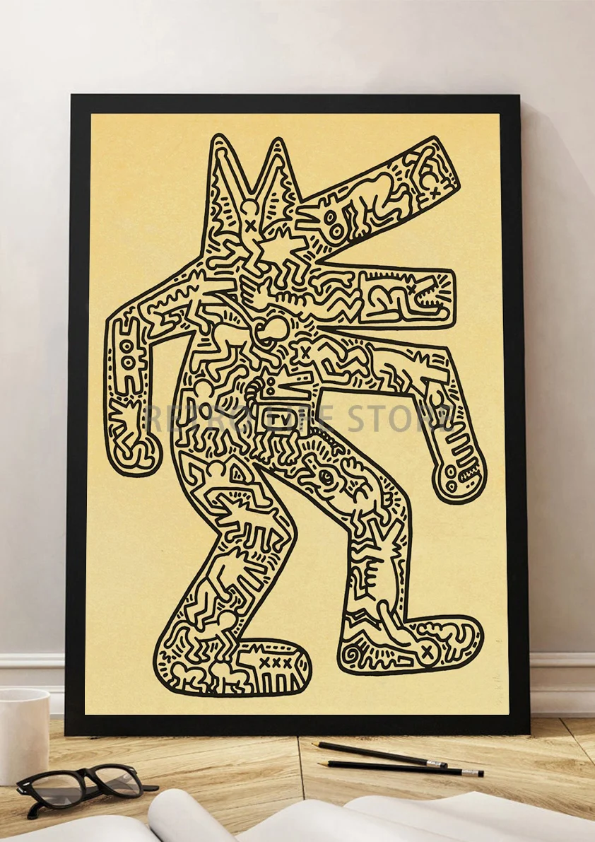Настенная живопись Keith Art винтажная коллекция из крафт-бумаги Постер Haring Pop Shop