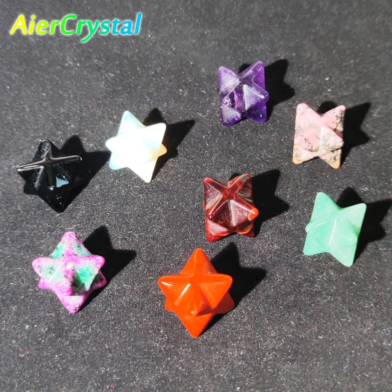 

Natural Stone Quartz Crystal Cabamere Star Sculpture Divination Amethyst Three-dimensional Hexagram Crafts Trendy Decoration