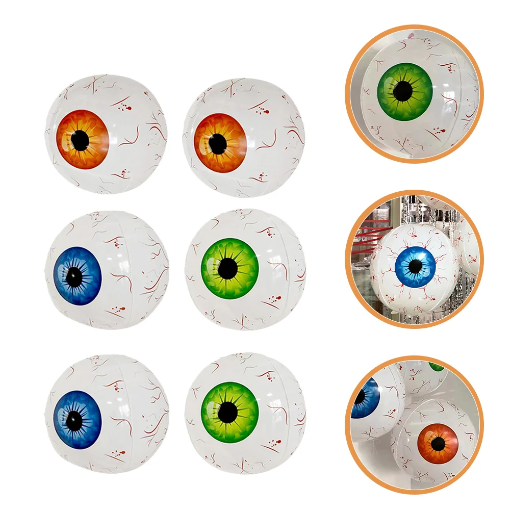 

6 Pcs Eyeball Balloons Decorations Party Decorative Mylar Spherical Inflatable Eyeballs Halloween Aluminum Foil Film