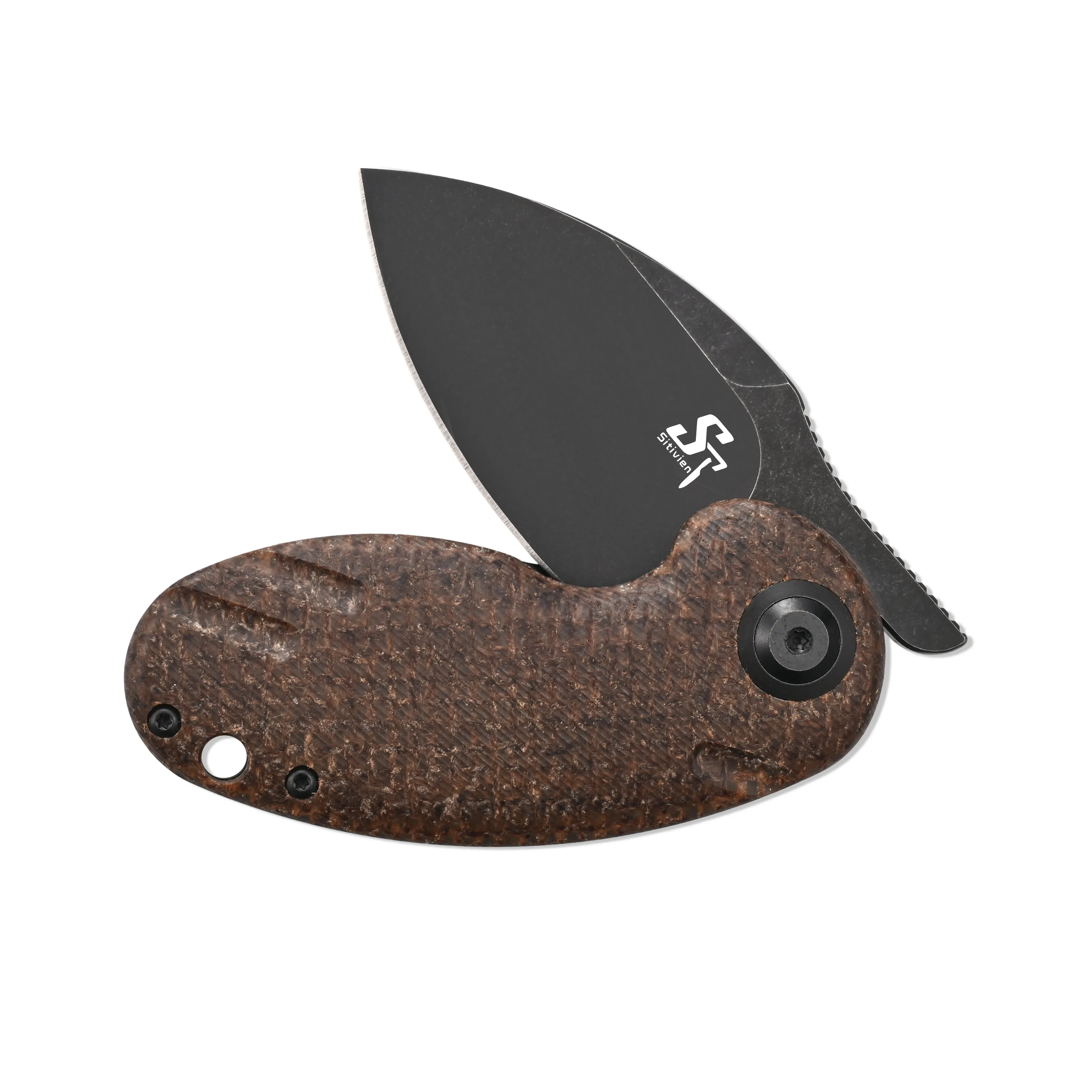 Женский складной нож ST153 карманный 14C28N с черным лезвием из потертого камня