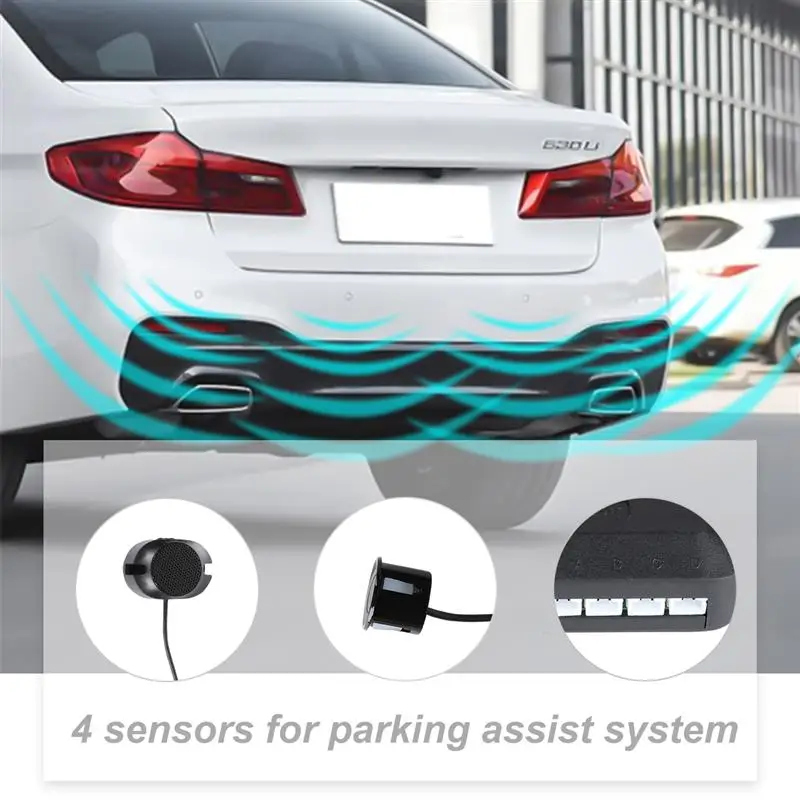 

1 Set Car Parking Sensors 4 Sensors Auto Reverse Reversing Rear Assistance Backup Park Warner Automobile Accessories (White)