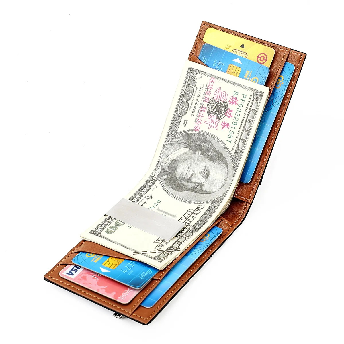 Men's Money Bag Purse Mini Leather Wallet Bank Credit Card Holder Business Fold Wallet Men Saffiano Dollar Ultra-thin Male Purse