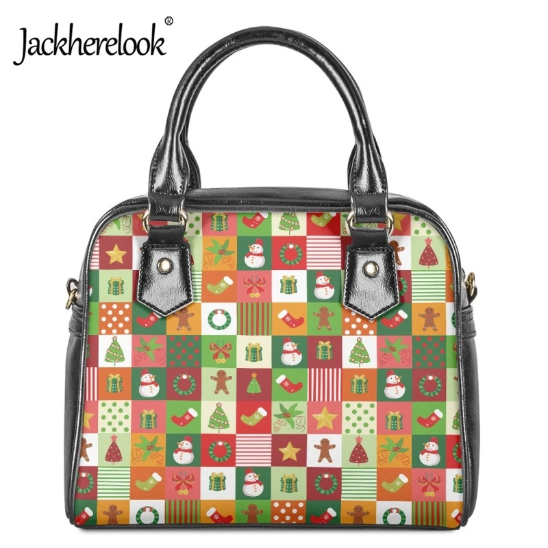 

Jackherelook Fashion Merry Christmas PU Leather Crossbody Bag for Women PU Leather Small Tote Handbag Girls Shoulder Bolsa 2022