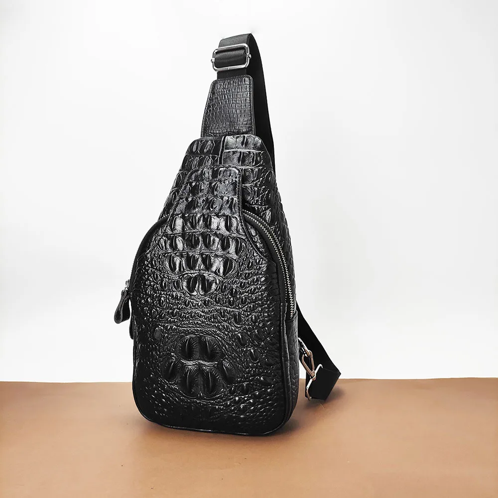 fashion trend men chest messenger luxury designer handbags womens genuine leather casual vintage black shoulder bags for girl free global shipping