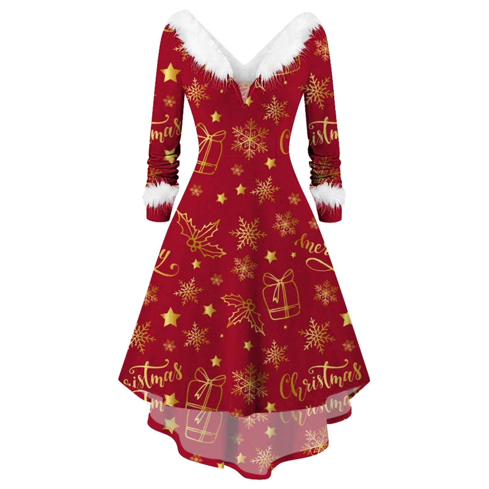 

Women's Christmas h Collar Long Sleeves Casual Party Flowy Elegant Dress Christmas Dress Women 2023 Vestido