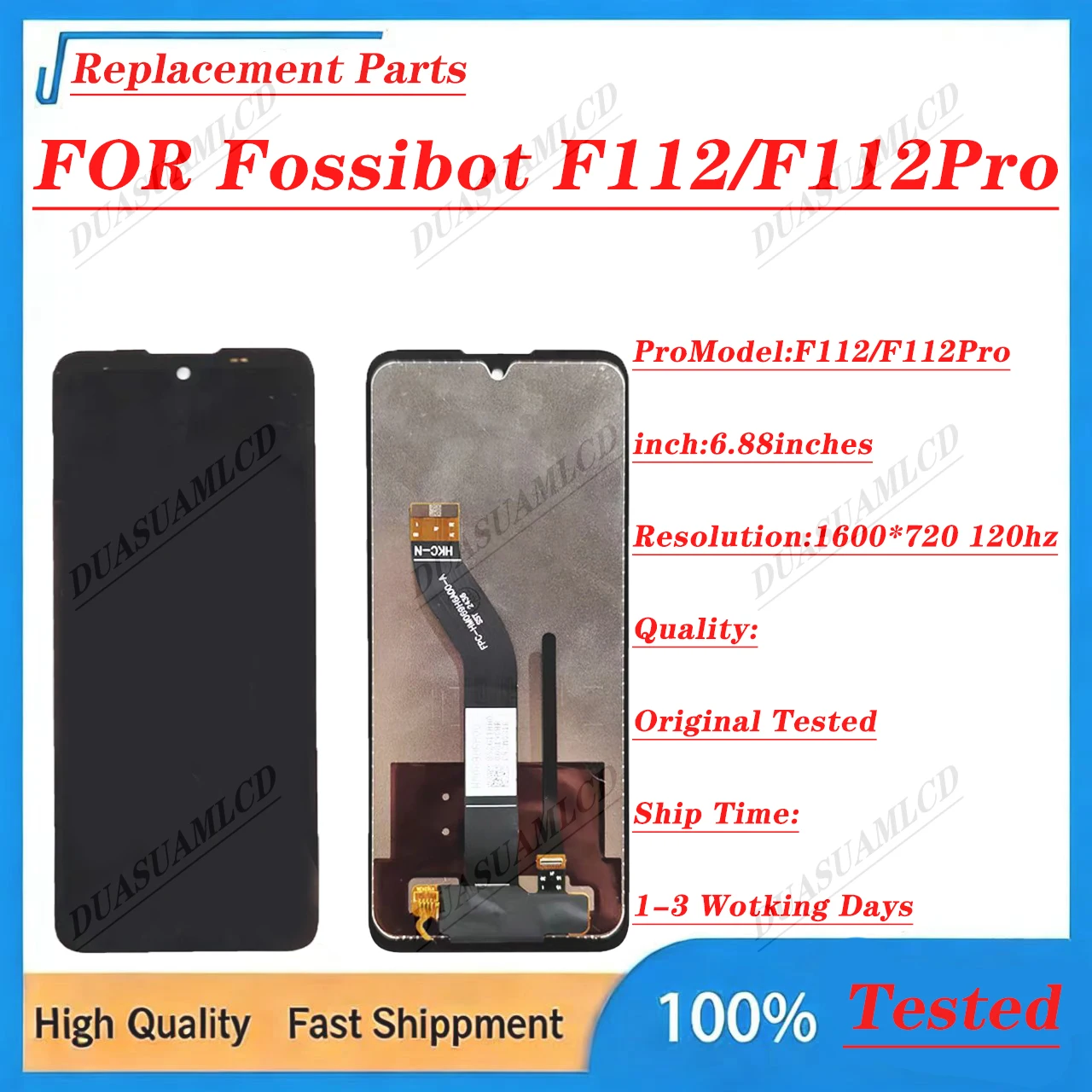 Фото Дисплейный модуль с тачскрином для Fossibot F101, F101 Pro, F112, F112 Pro: Запасные части, HD+ IPS экран №3