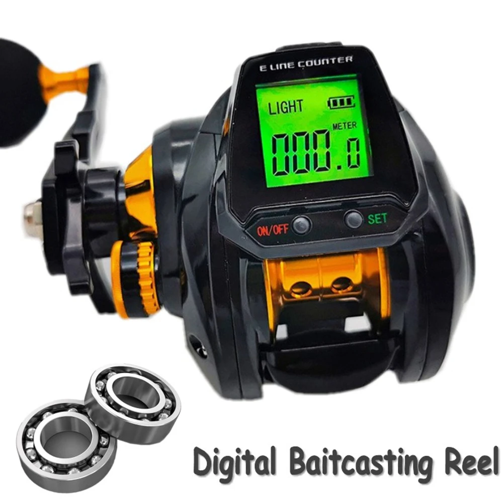 

6.3:1 Digital Fishing Baitcasting Reel With Accurate Line Counter Large Display Bite Alarm Left Hand Counting Fish Reels Tackle