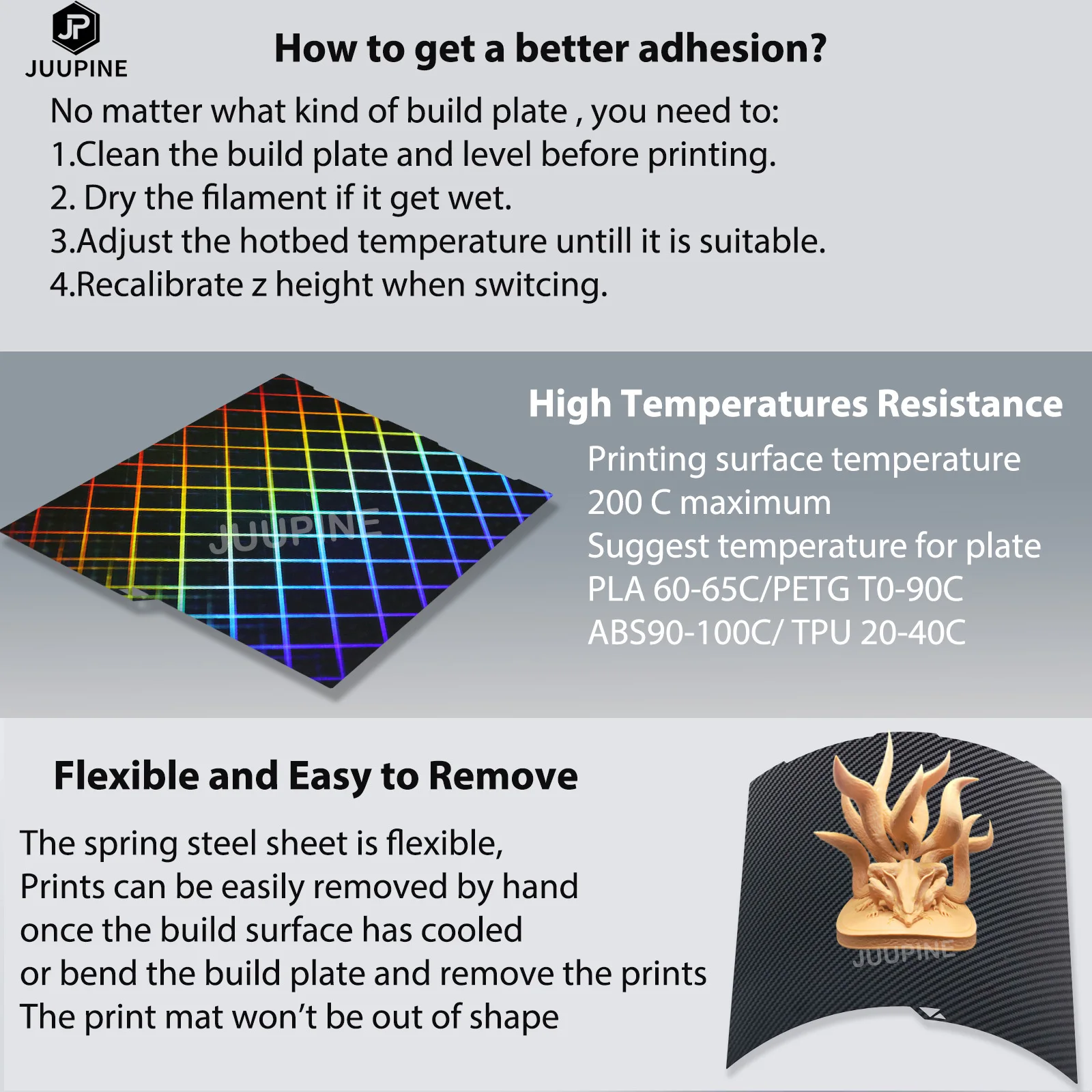 Для Anycubic Kobra 3 Combo Build Plate 256x268 Пружинный стальной лист PEO PET PEY Sheet Двусторонняя