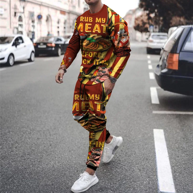 

Summer Fashion Casual Brand Men's Sportswear 3D Animation Printing 2022 Men's Casual Wear Iong-Sleeved T-shirt 2-Piece Set