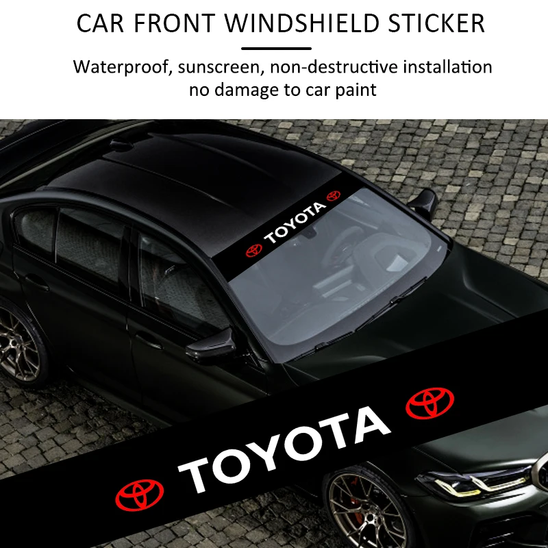 

Car Styling Sunshade Stickers Auto Logo Front Rear Windshield Banner Decals For Toyota Camry Chr Corolla Rav4 Highlander