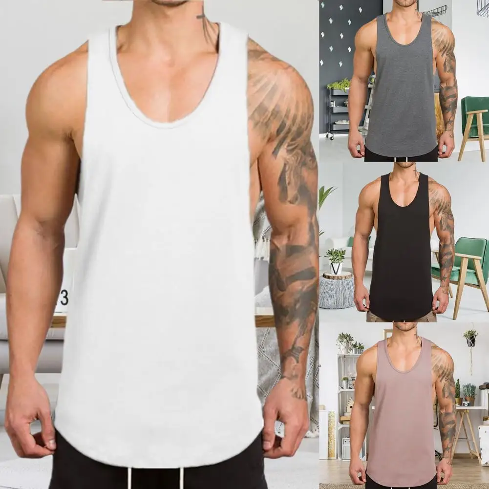 

Handsome Workout Vest Stretch Simple Comfortable Solid Color Tank Top