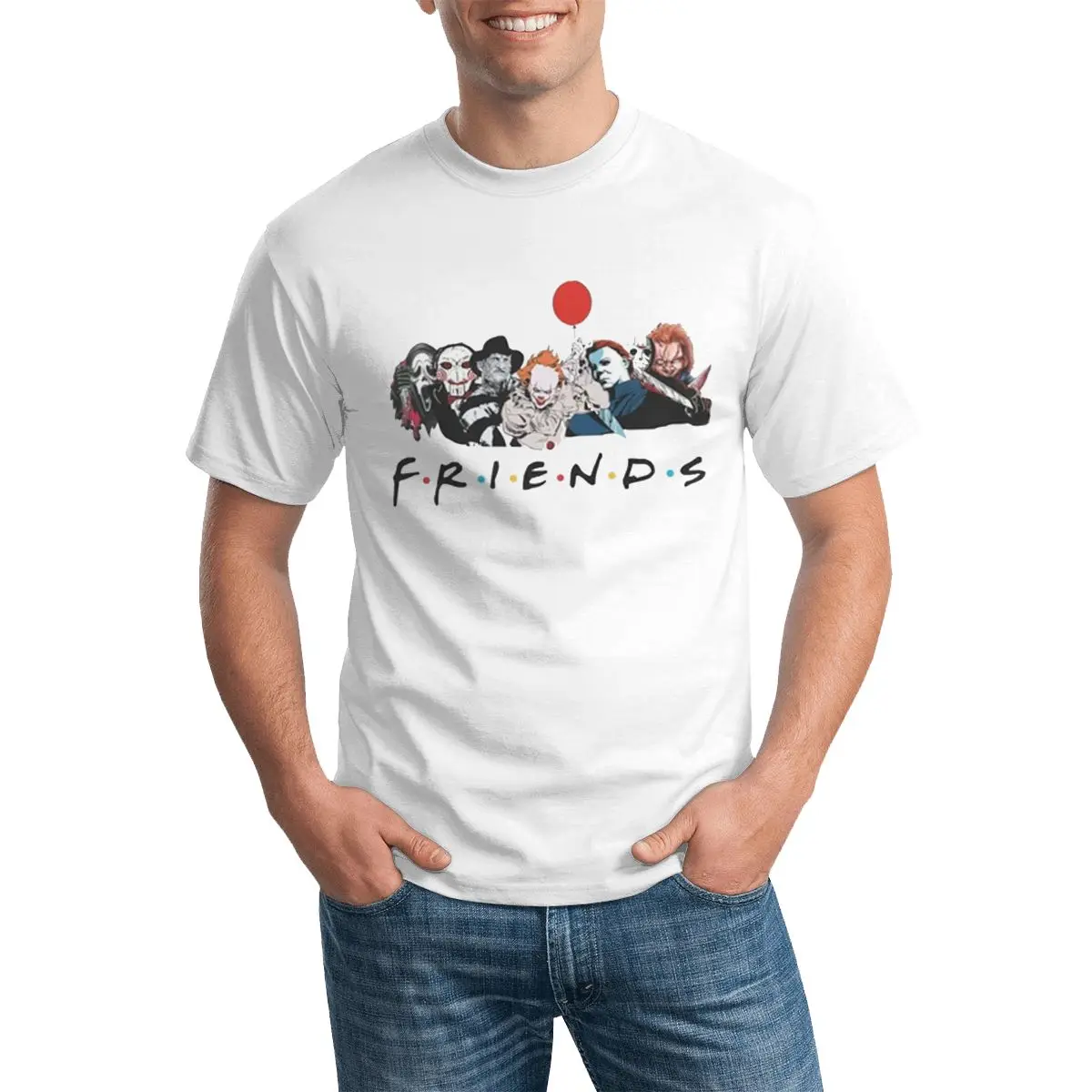 

Man T-Shirts Friends Horror Movie Creepy Halloween Basic T Shirts friends Beach 100 Cotton Graphic Tshirt Short SleevesTop Tees