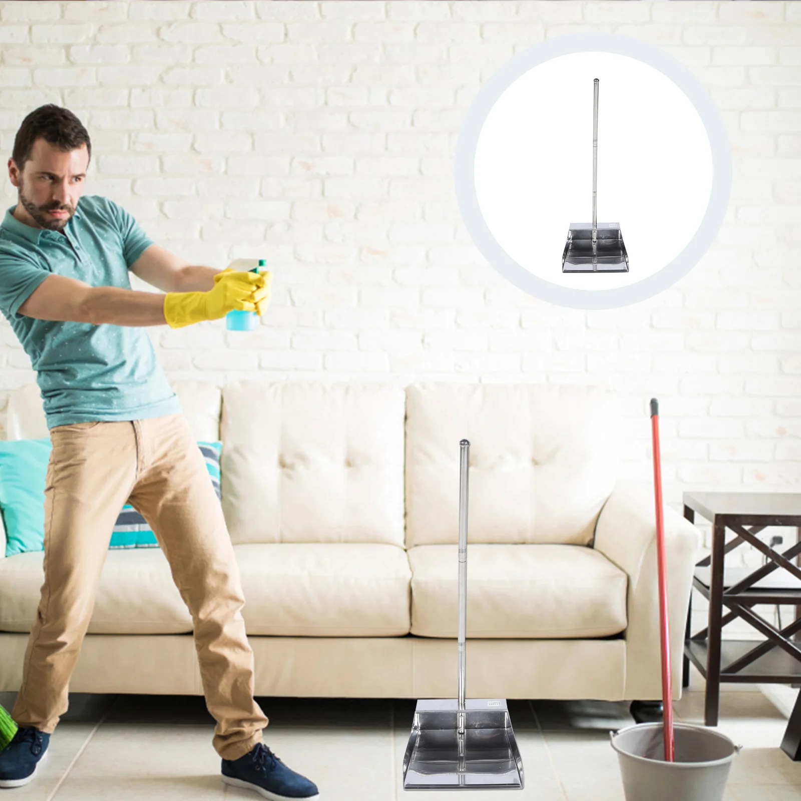 

Broom Sweeping Cleaning Handle Brooms Outdoorbrush Indoor Floordustpan Garbage Kitchen Clean Trash Tool Setheavy Metal Duty