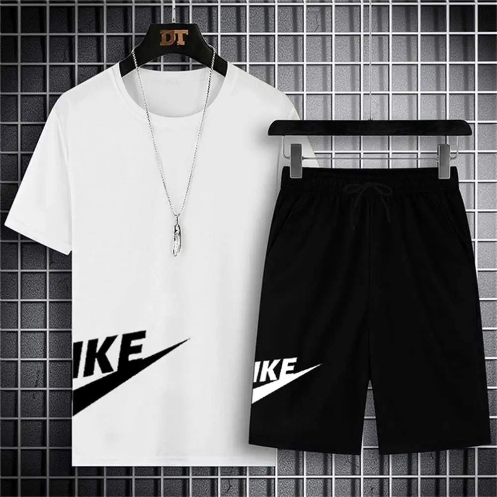 

Fashion men's set men's short sleeved T-shirt+sports shorts set men's casual clothing