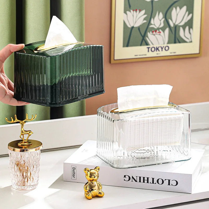 

Light Luxury Style Facial Tissue Box Holder Living Room Paper Box Modern Acrylic Roll Pape Tissue Storage Kitchen Organization