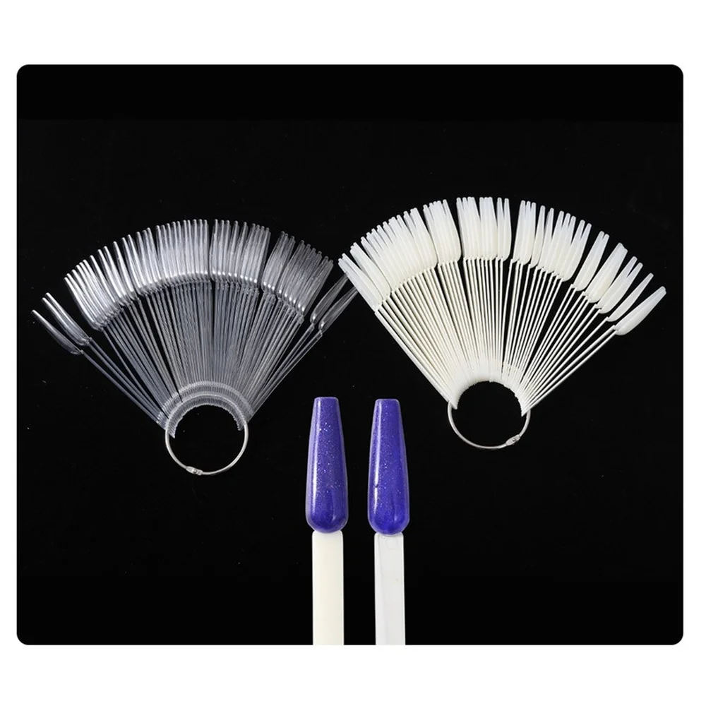 

50pcs False Nail Tips Polish Palette Nail Art Practice Fan Color Sticker Display /Press On Nails Showing Shelf False Nail Too