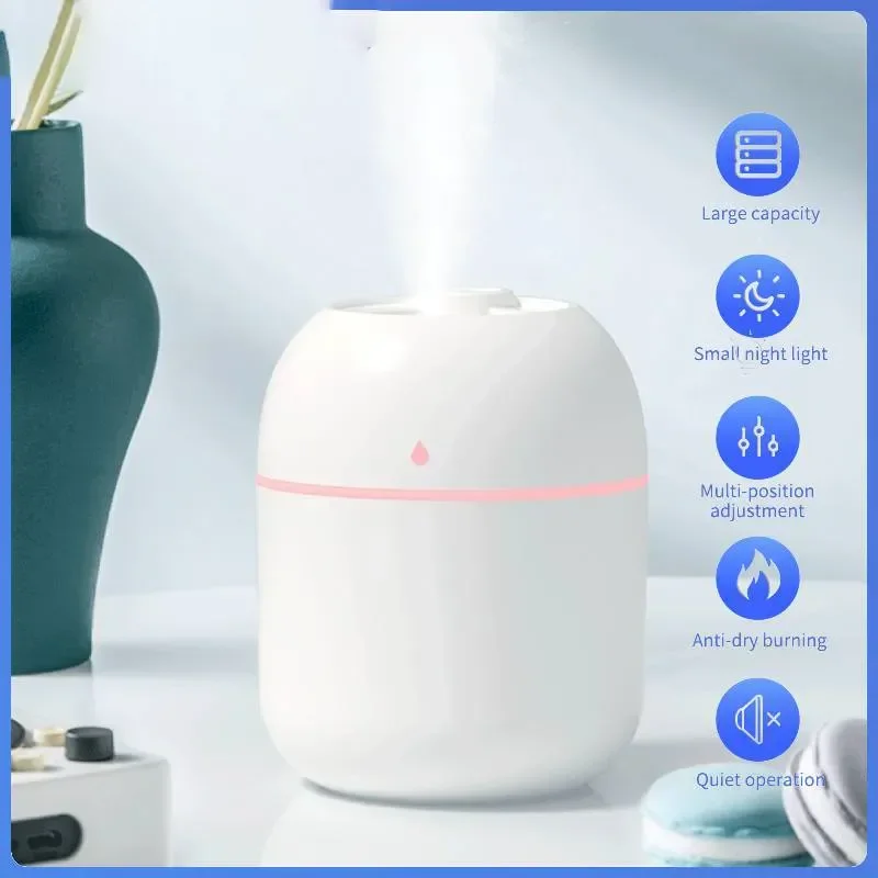 

220ML Air Humidifier Ultrasonic Mini Car Aroma Diffuser Portable USB Essential Oils Purifiers LED Lamp Home Fragrance Products