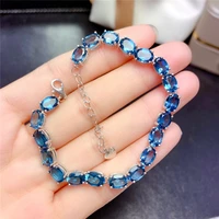 natural topaz bracelet simple london blue topaz woman bracelet 925 sterling silver blue gemstone bracelet birthstone