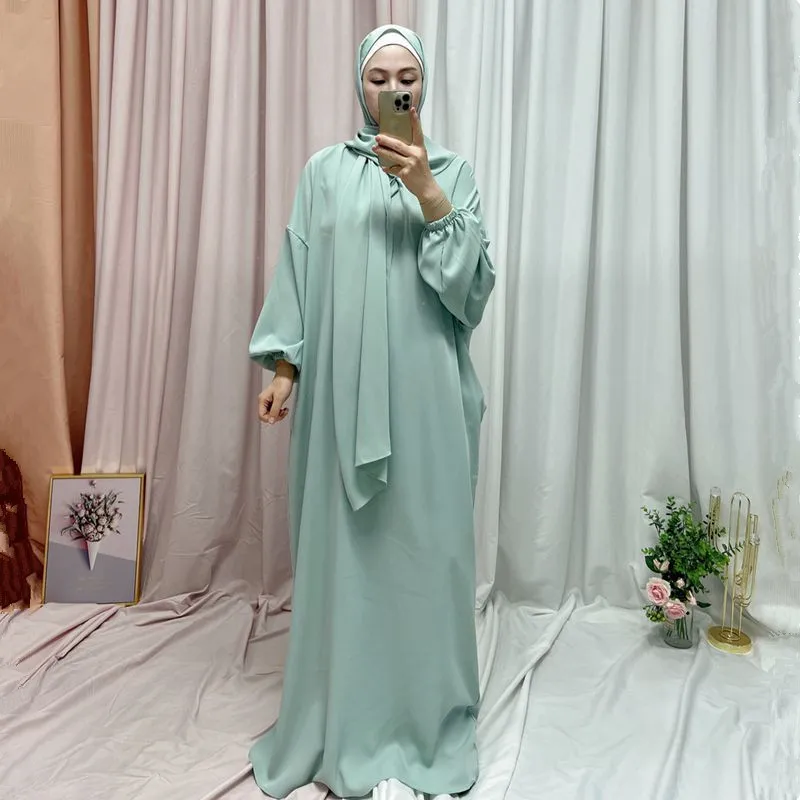 Ramadan Muslim Hooded Abaya Dress Prayer Garment Modest Women Eid Mubarak Long Khimar Robe Dubai Turkey Islam Clothing Vestido