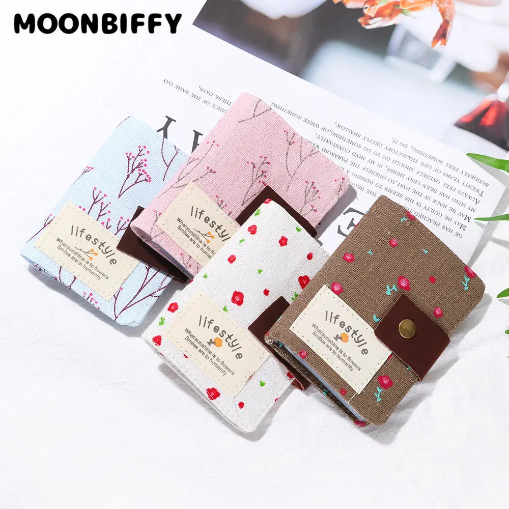 

1Pc Fashion Women 20 Slot Floral Credit Card Holder ID Business Bank Card Wallet Cash Holder Canvas Credit Card Holder Bag